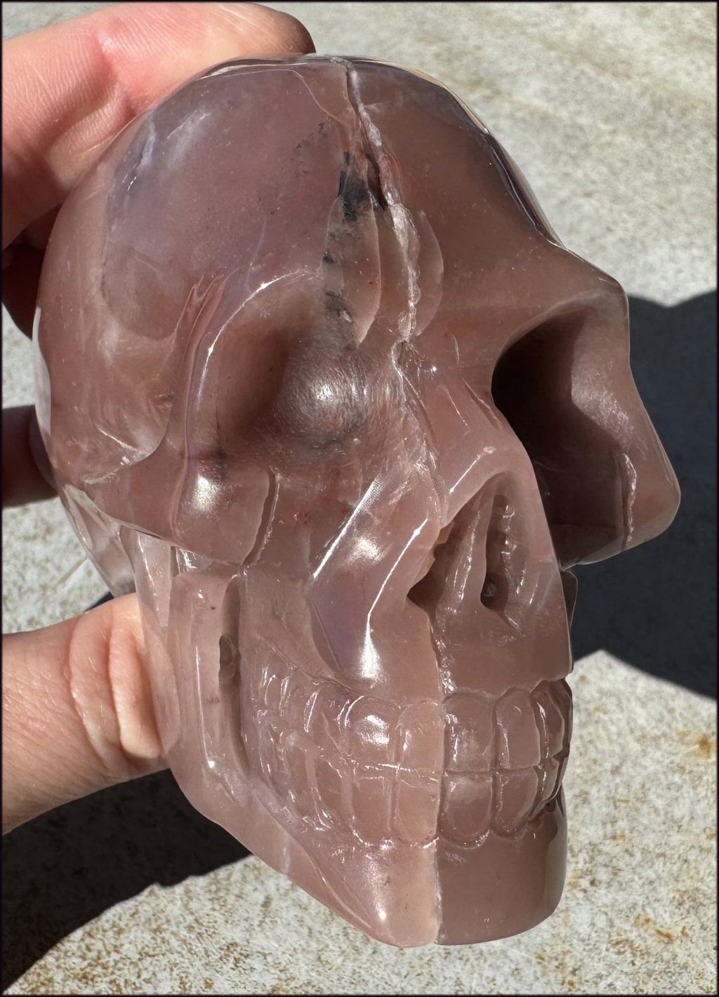 2XL Mocha MOONSTONE Crystal Skull - Enhance intuition, Calming