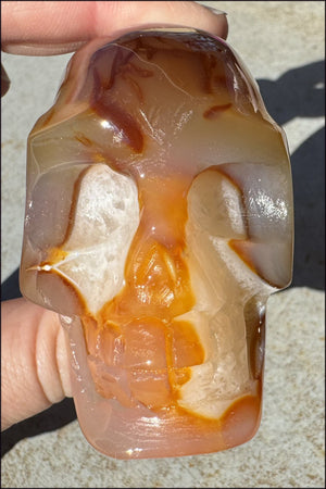 Lg. Carnelian CRYSTAL SKULL - Open your heart to JOY