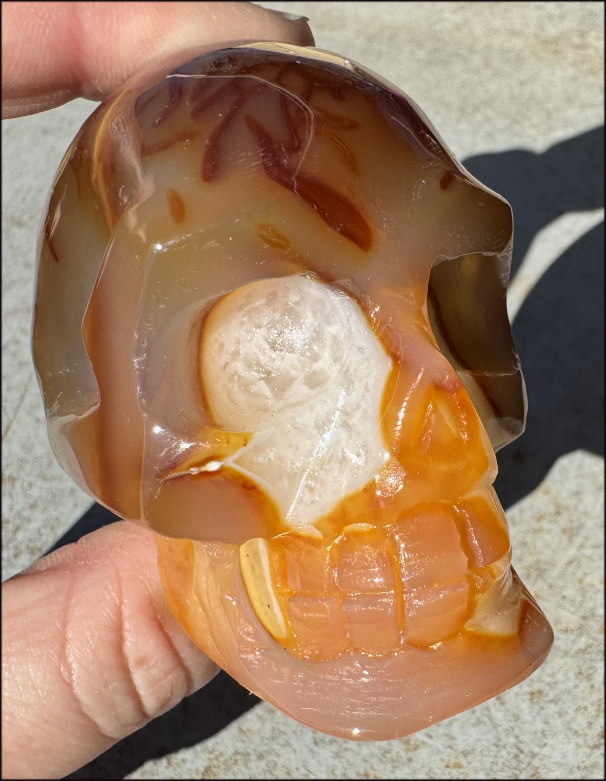 Lg. Carnelian CRYSTAL SKULL - Open your heart to JOY