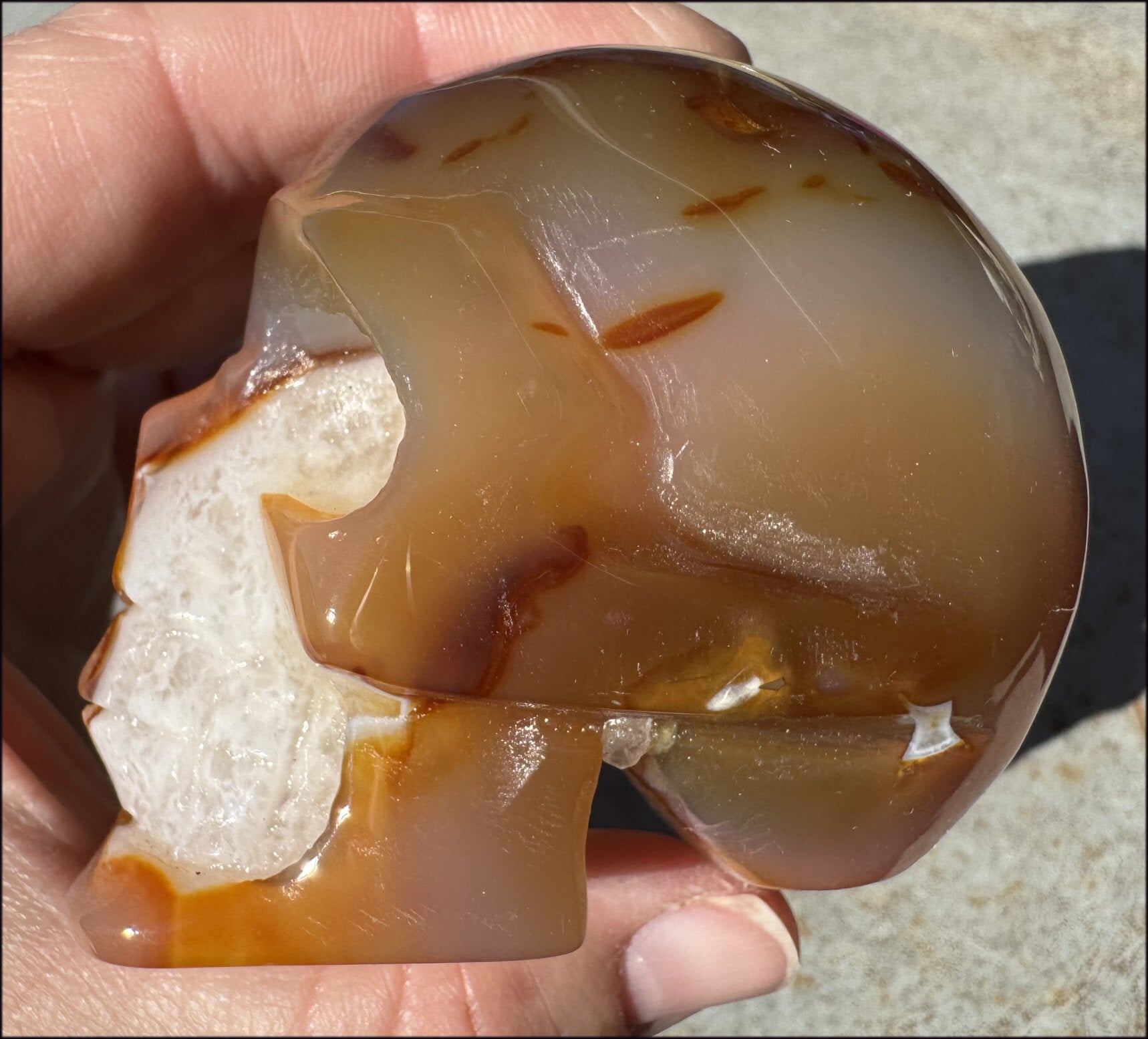 Lg. Carnelian CRYSTAL SKULL - Open your heart to JOY