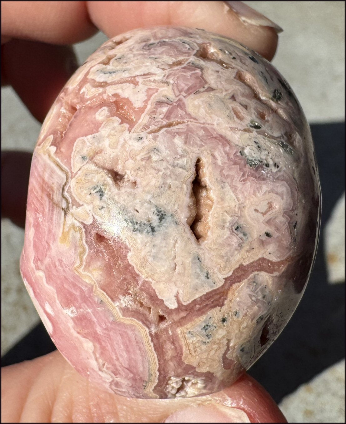 RHODOCHROSITE Crystal Skull with Fantastic VUGS - Stone of Love & Balance!