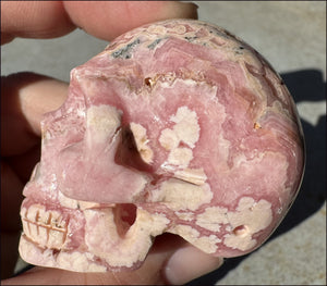 RHODOCHROSITE Crystal Skull with Fantastic VUGS - Stone of Love & Balance!