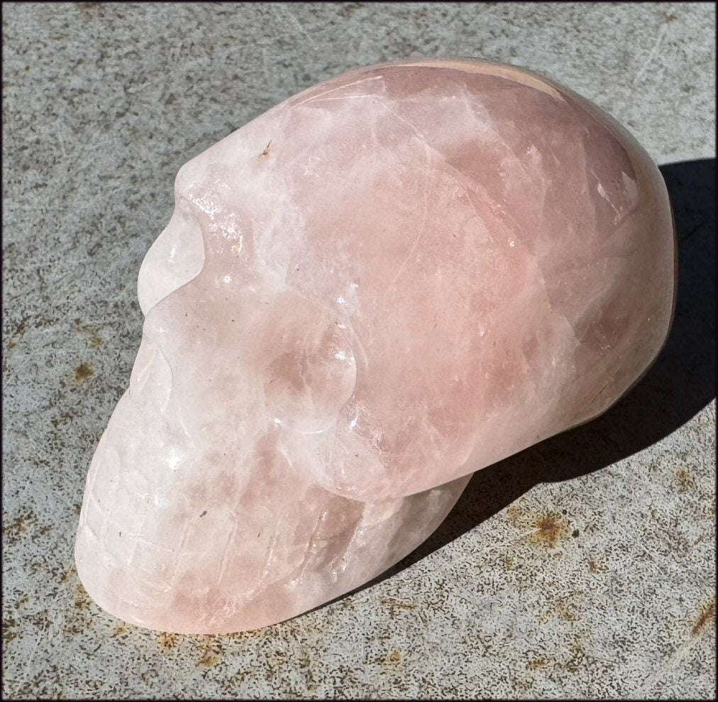 Lg. Rose Quartz ANUNNAKI STYLE Crystal Skull with Hematite - Stone of LOVE