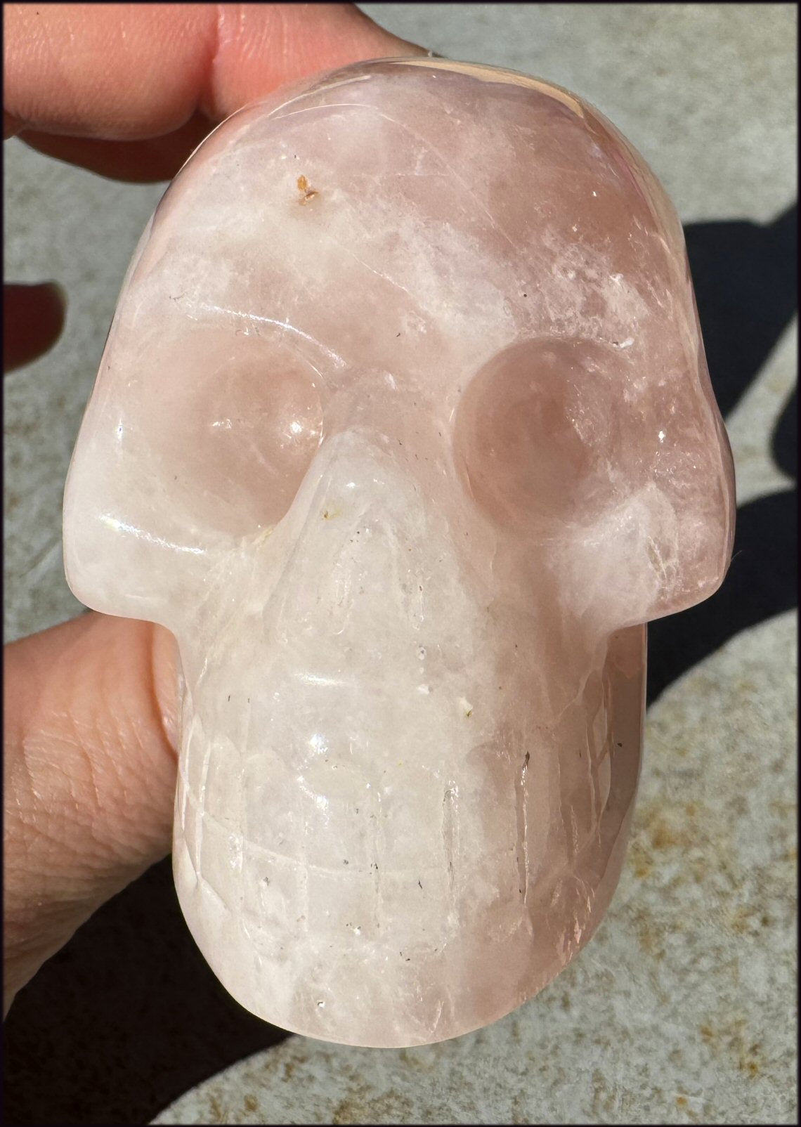 Lg. Rose Quartz ANUNNAKI STYLE Crystal Skull with Hematite - Stone of LOVE