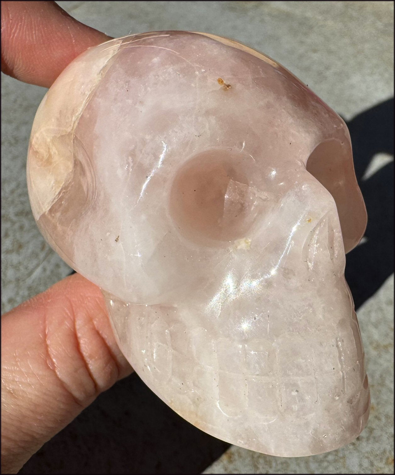 Lg. Rose Quartz ANUNNAKI STYLE Crystal Skull with Hematite - Stone of LOVE