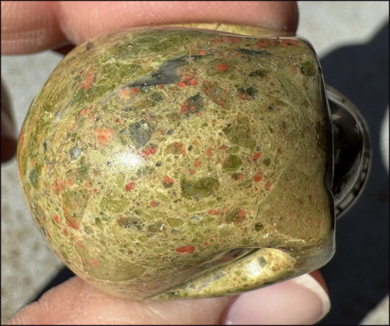 UNAKITE Crystal Skull - Connect with Mother Earth, Heart Chakra - with Synergy 9+ years