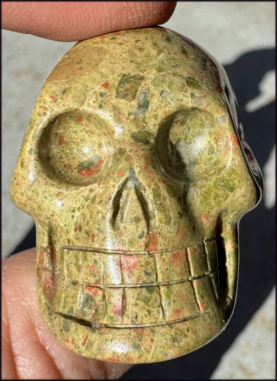 UNAKITE Crystal Skull - Connect with Mother Earth, Heart Chakra - with Synergy 9+ years