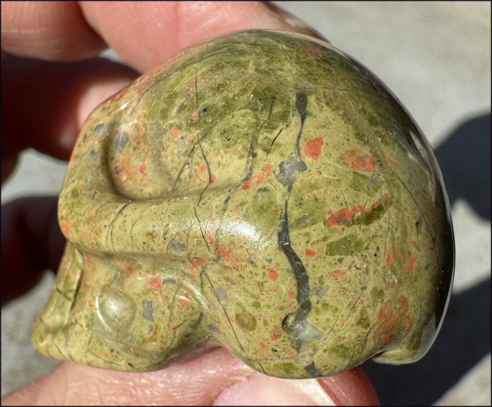 UNAKITE Crystal Skull - Connect with Mother Earth, Heart Chakra - with Synergy 9+ years