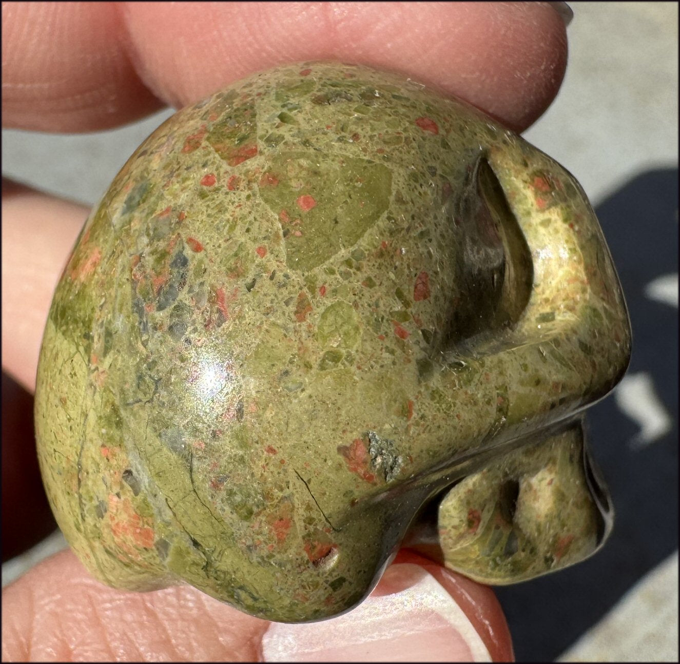 UNAKITE Crystal Skull - Connect with Mother Earth, Heart Chakra - with Synergy 9+ years