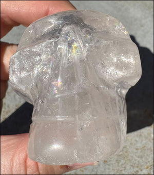 RETIRED XL Quartz Mayan Shaman Style Crystal Skull with Hematite, Shimmery Rainbows