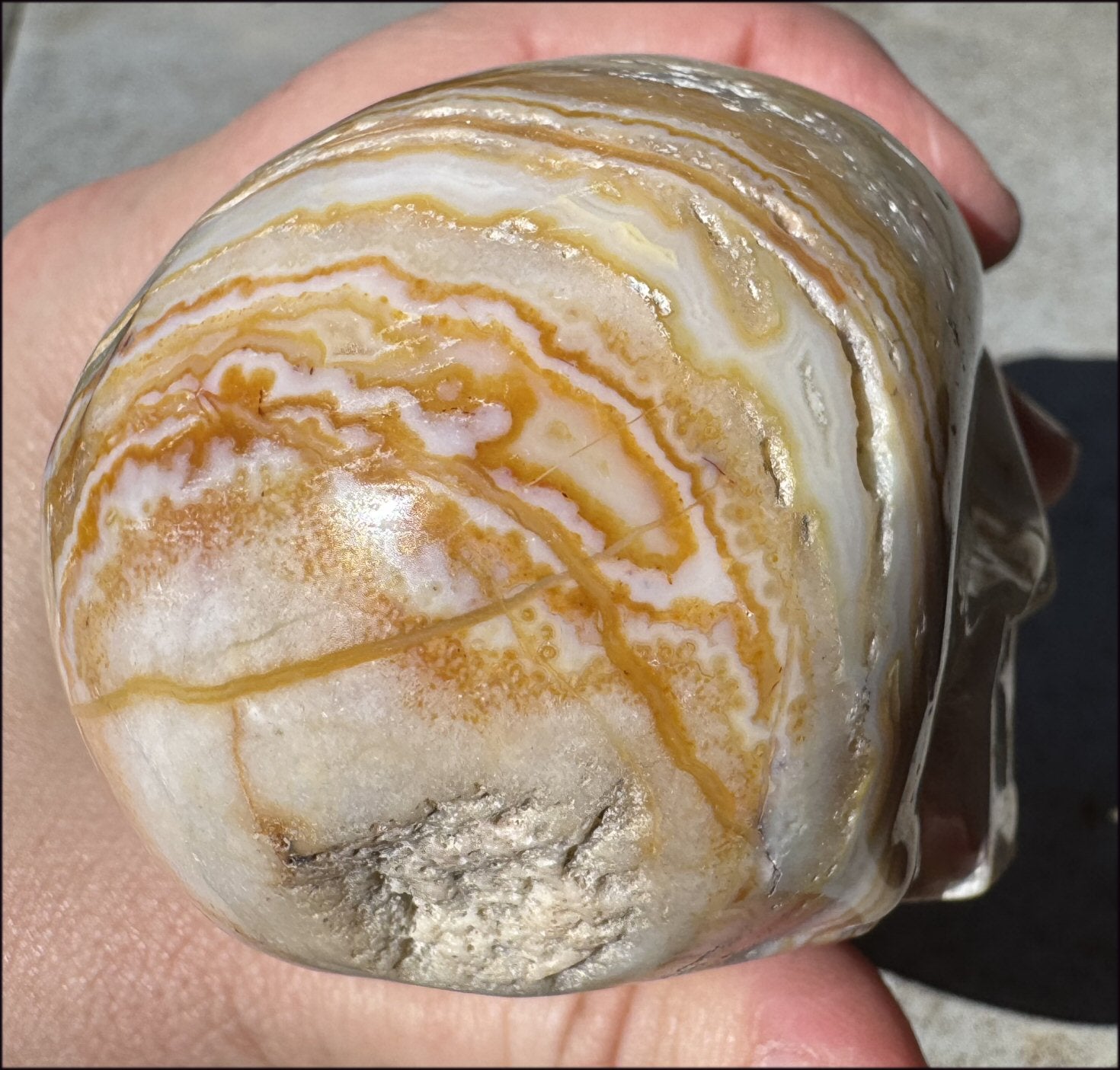 XL Crazy Lace Agate Crystal Skull - Laughter, Balance