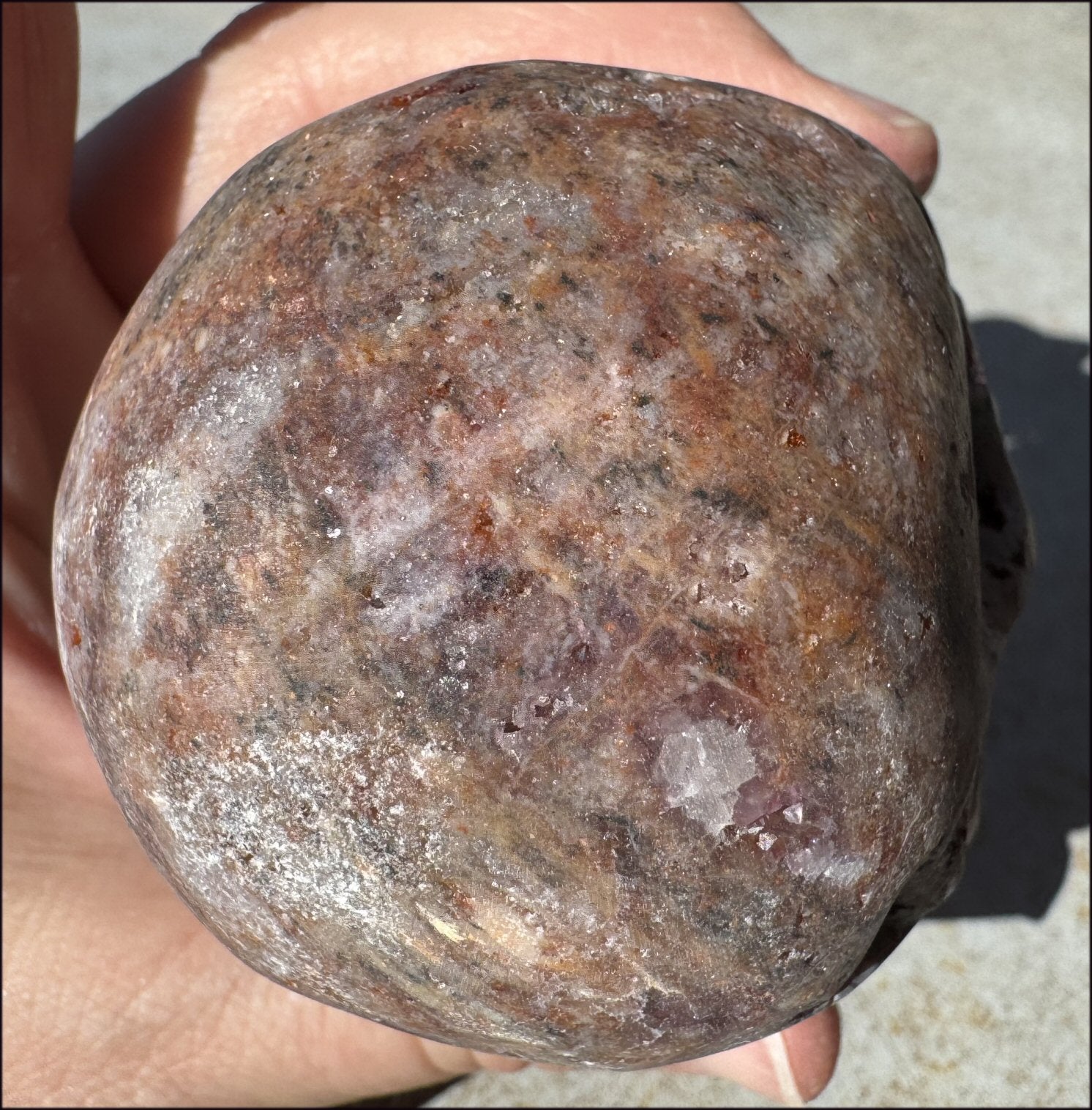 ~NEW~ XL Brecciated Pink Fluorite Crystal Skull with Sparkly VUGS