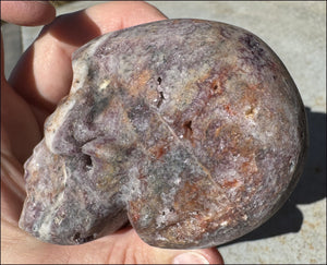 ~NEW~ XL Brecciated Pink Fluorite Crystal Skull with Sparkly VUGS