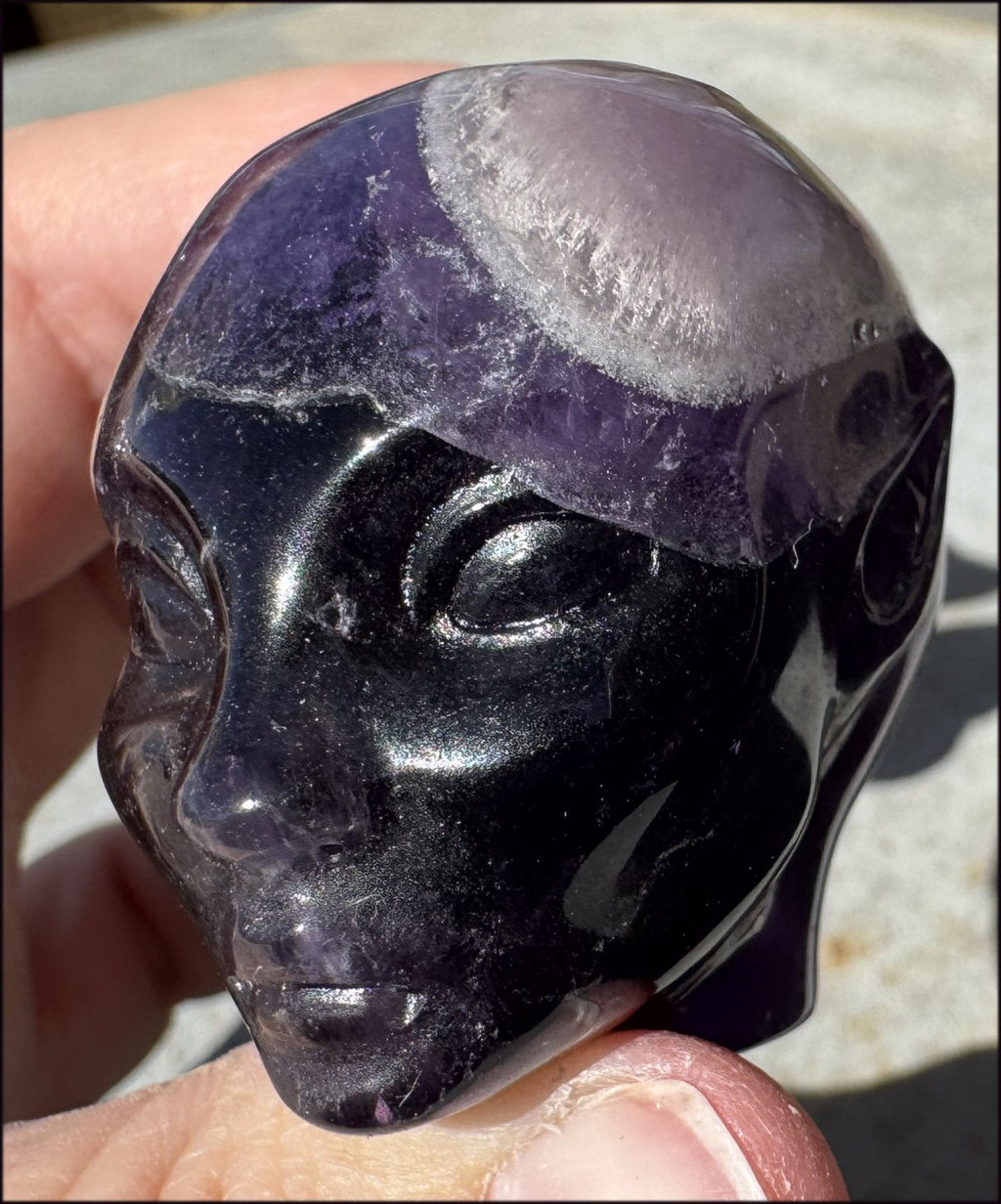 Grape Purple AMETHYST Sidhe / Fae Style Crystal Skull - Crown Chakra, Balance