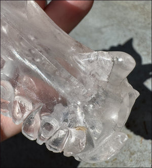 XL Quartz DRAGON Crystal Skull with Hematite, Rainbows - Needs Good Home!