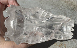 XL Quartz DRAGON Crystal Skull with Hematite, Rainbows - Needs Good Home!