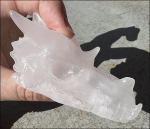 ~Highly Fluorescent~ Pink Manganoan Calcite DRAGON Crystal Skull