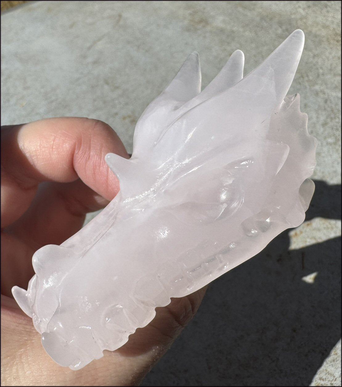 ~Highly Fluorescent~ Pink Manganoan Calcite DRAGON Crystal Skull