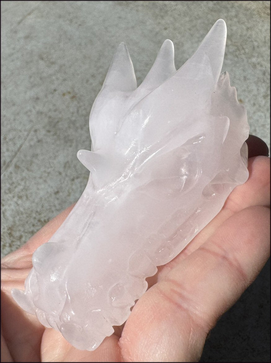 ~Highly Fluorescent~ Pink Manganoan Calcite DRAGON Crystal Skull