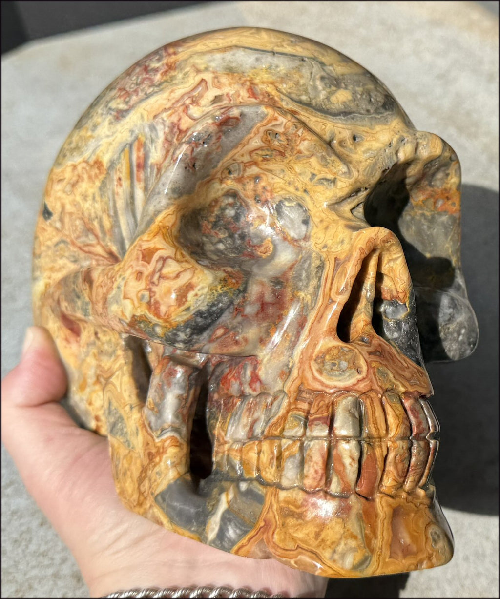 LifeSize CRAZY LACE AGATE Crystal Skull - Laughter, Divination - 10lbs+