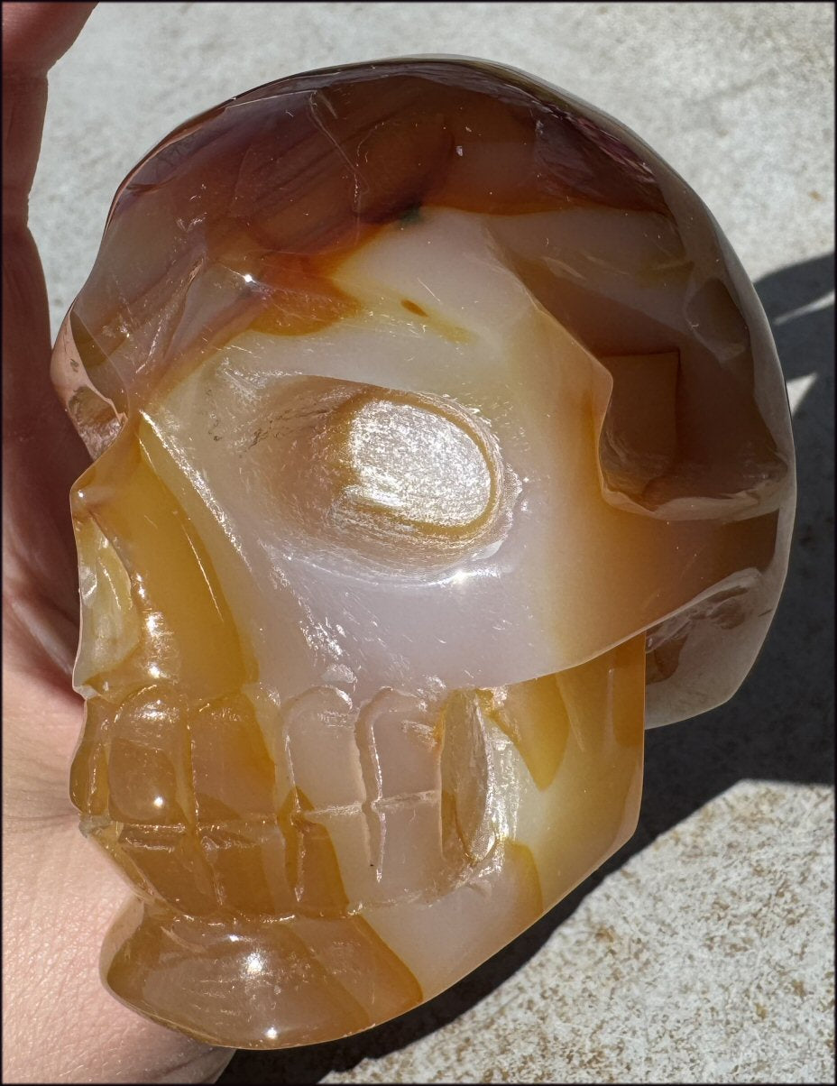 XL Carnelian CRYSTAL SKULL - Open your heart to JOY!