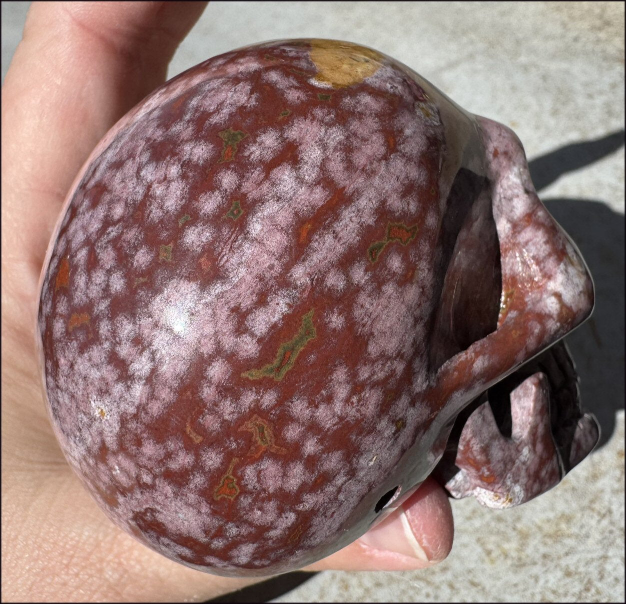 Lg. OCEAN JASPER Crystal Skull - Patience, Connect with the Nature Spirit Kingdom