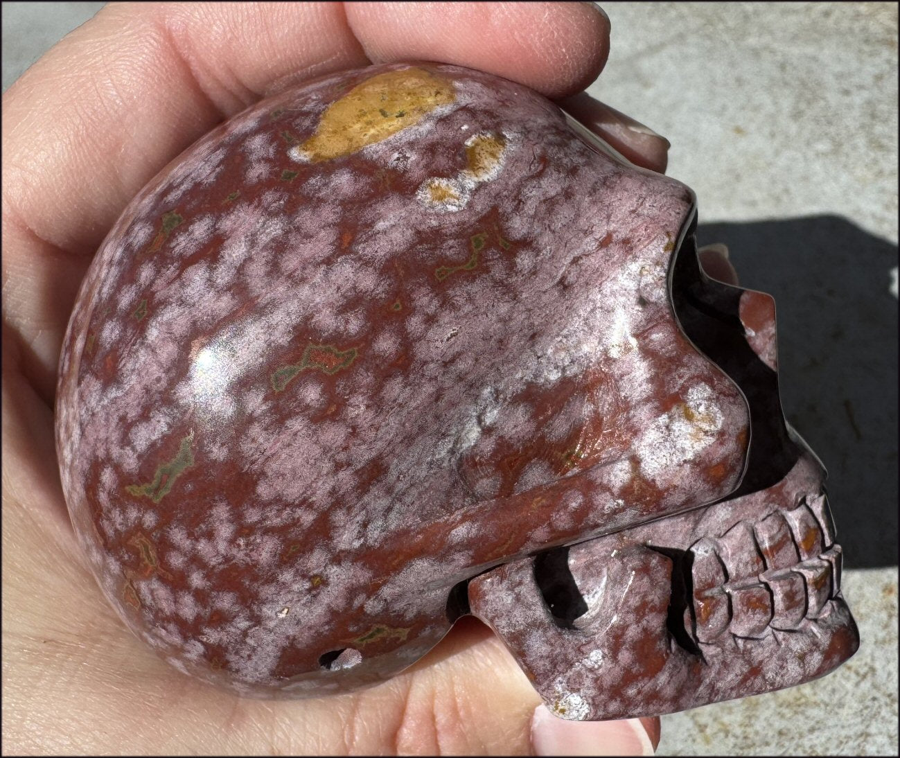 Lg. OCEAN JASPER Crystal Skull - Patience, Connect with the Nature Spirit Kingdom