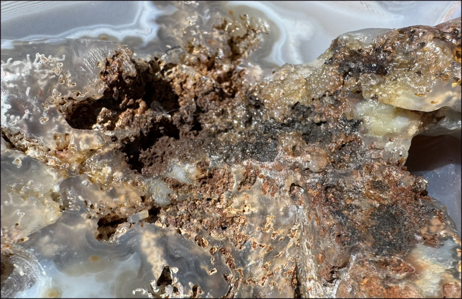 ~OOAK~ LifeSize Plume Agate CRYSTAL SKULL with Vugs, Parallax effect, Fantastic formations - 14lbs+