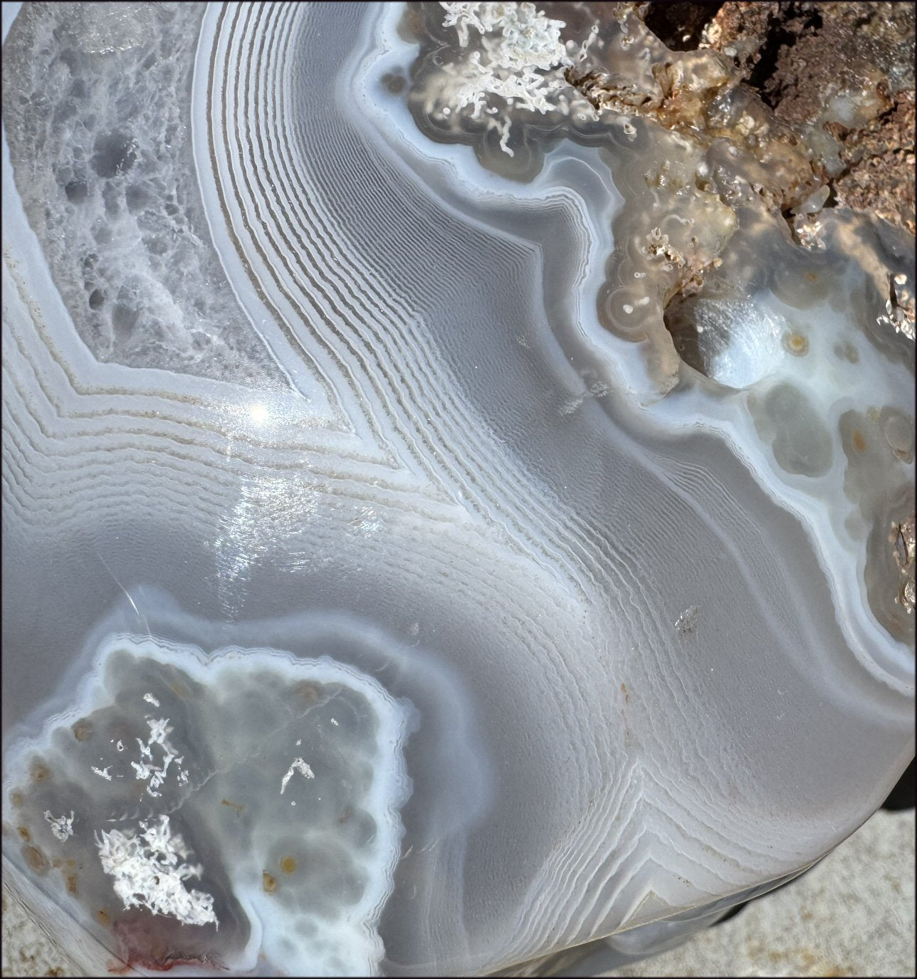 ~OOAK~ LifeSize Plume Agate CRYSTAL SKULL with Vugs, Parallax effect, Fantastic formations - 14lbs+