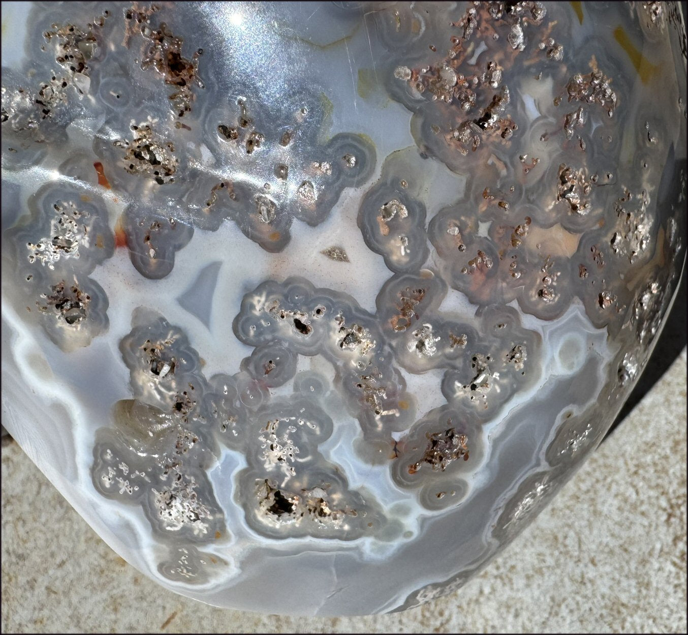 ~OOAK~ LifeSize Plume Agate CRYSTAL SKULL with Vugs, Parallax effect, Fantastic formations - 14lbs+