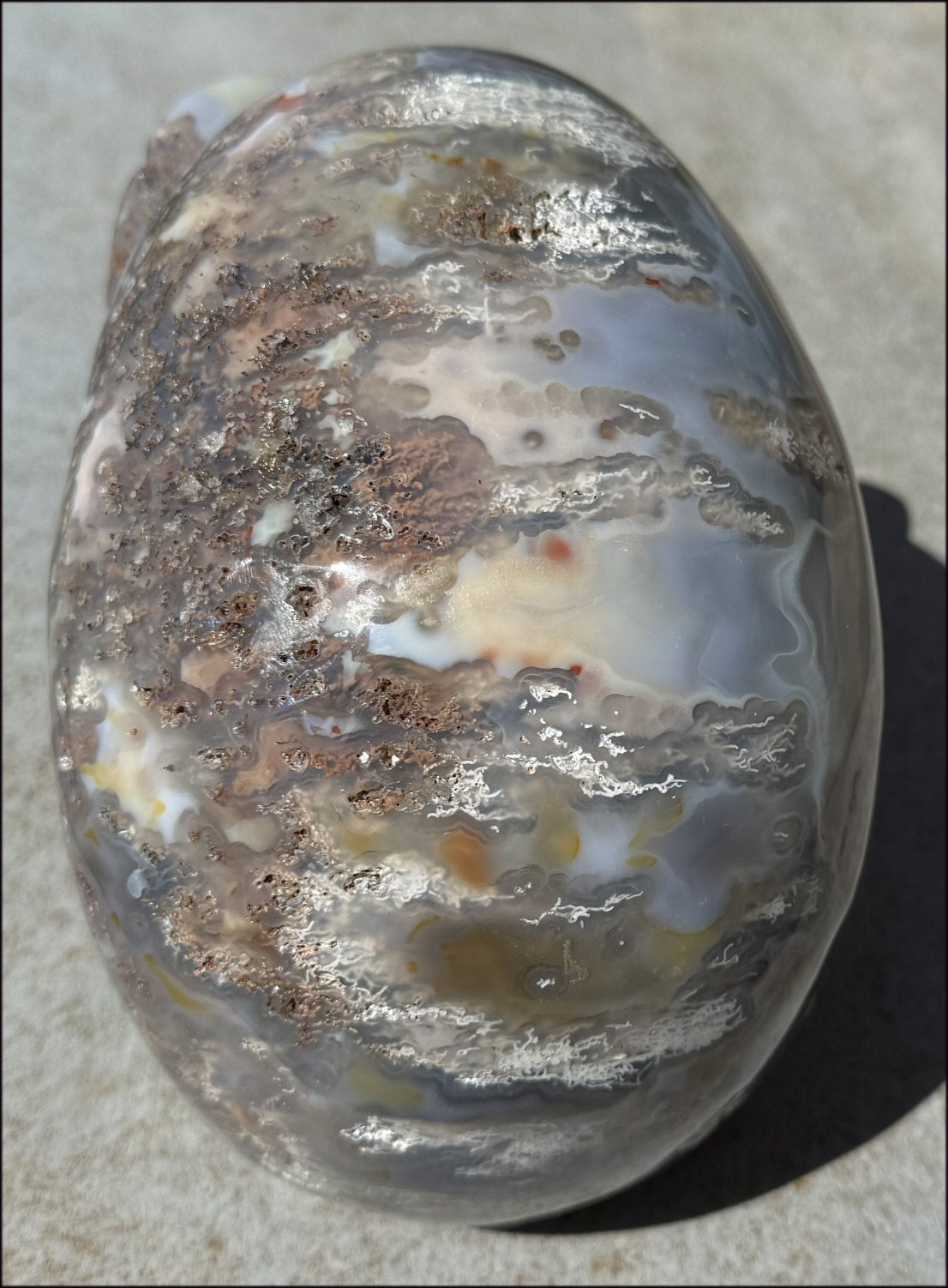 ~OOAK~ LifeSize Plume Agate CRYSTAL SKULL with Vugs, Parallax effect, Fantastic formations - 14lbs+