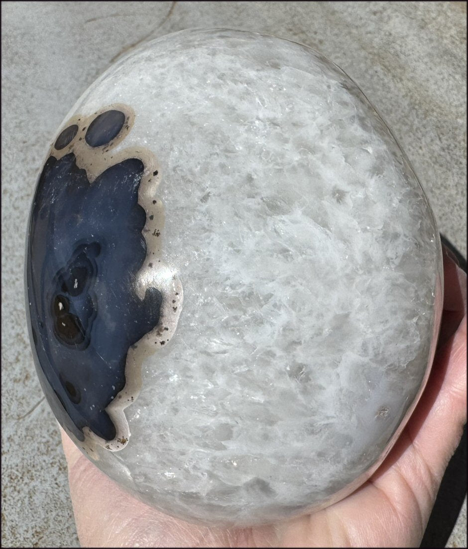 ~Super Sale~ Agate GEODE Crystal Skull with Dendritic inclusions, Vugs, Rainbows, "Floral" matrix!