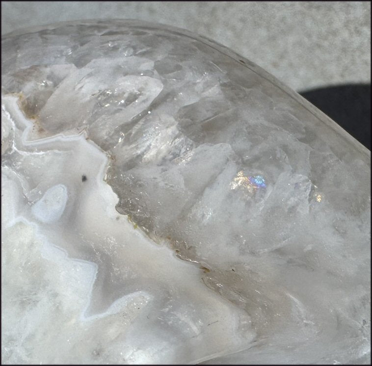 ~Super Sale~ Agate GEODE Crystal Skull with Dendritic inclusions, Vugs, Rainbows, "Floral" matrix!