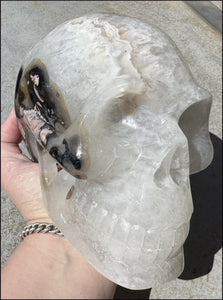 ~Super Sale~ Agate GEODE Crystal Skull with Dendritic inclusions, Vugs, Rainbows, "Floral" matrix!