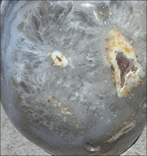 ~Super Sale!~ LifeSize Agate Geode Crystal Skull with Stardust Crown Chakra, Crystalline BLOSSOM formations