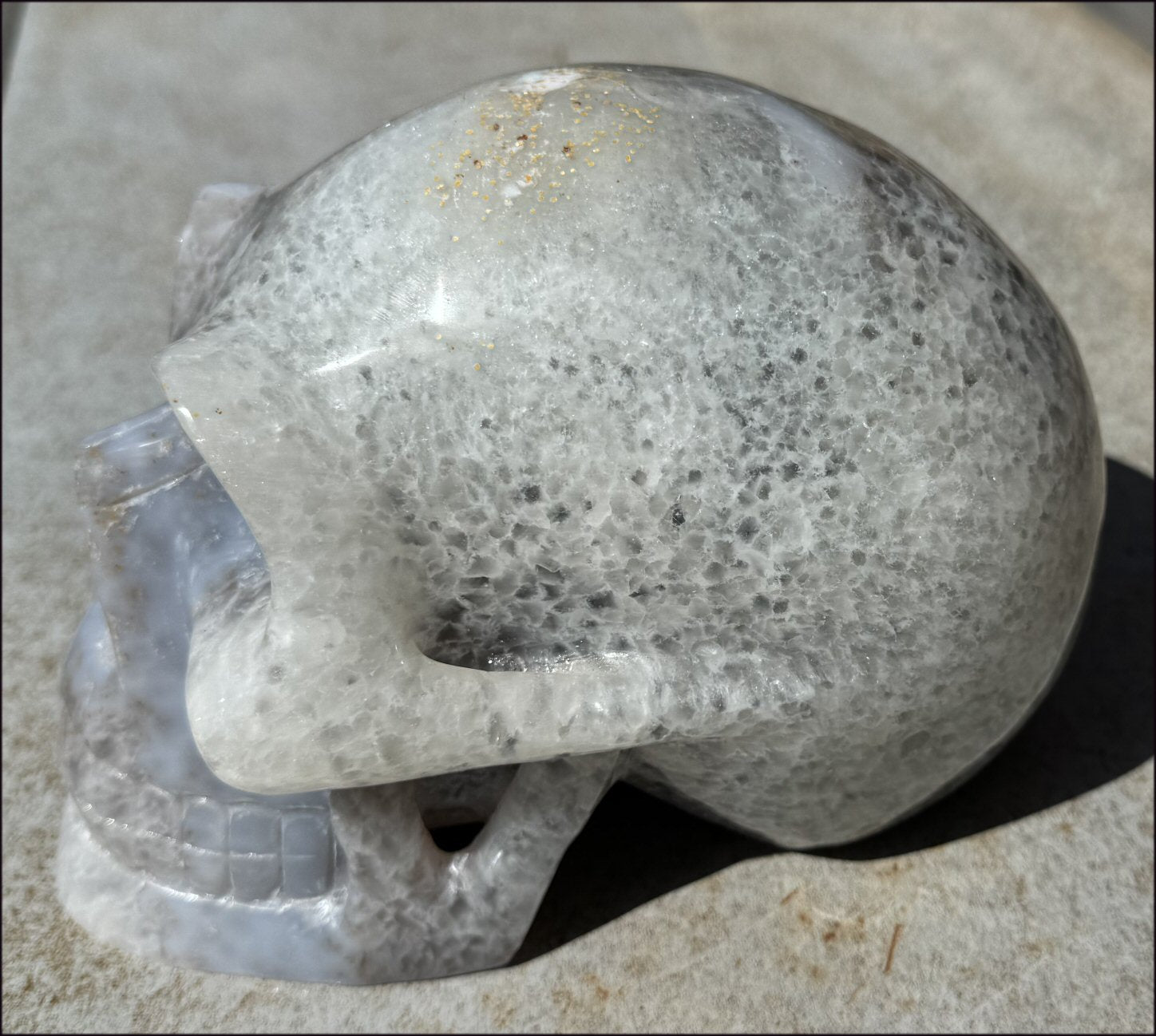 ~Super Sale!~ LifeSize Agate Geode Crystal Skull with Stardust Crown Chakra, Crystalline BLOSSOM formations