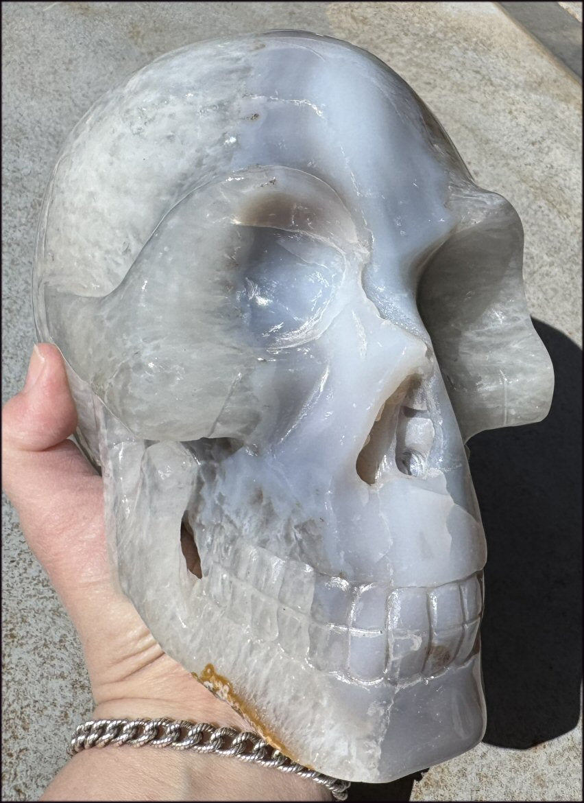 ~Super Sale~ LifeSize Agate GEODE Crystal Skull with Sparkly Druzy Lined Facial VUG!