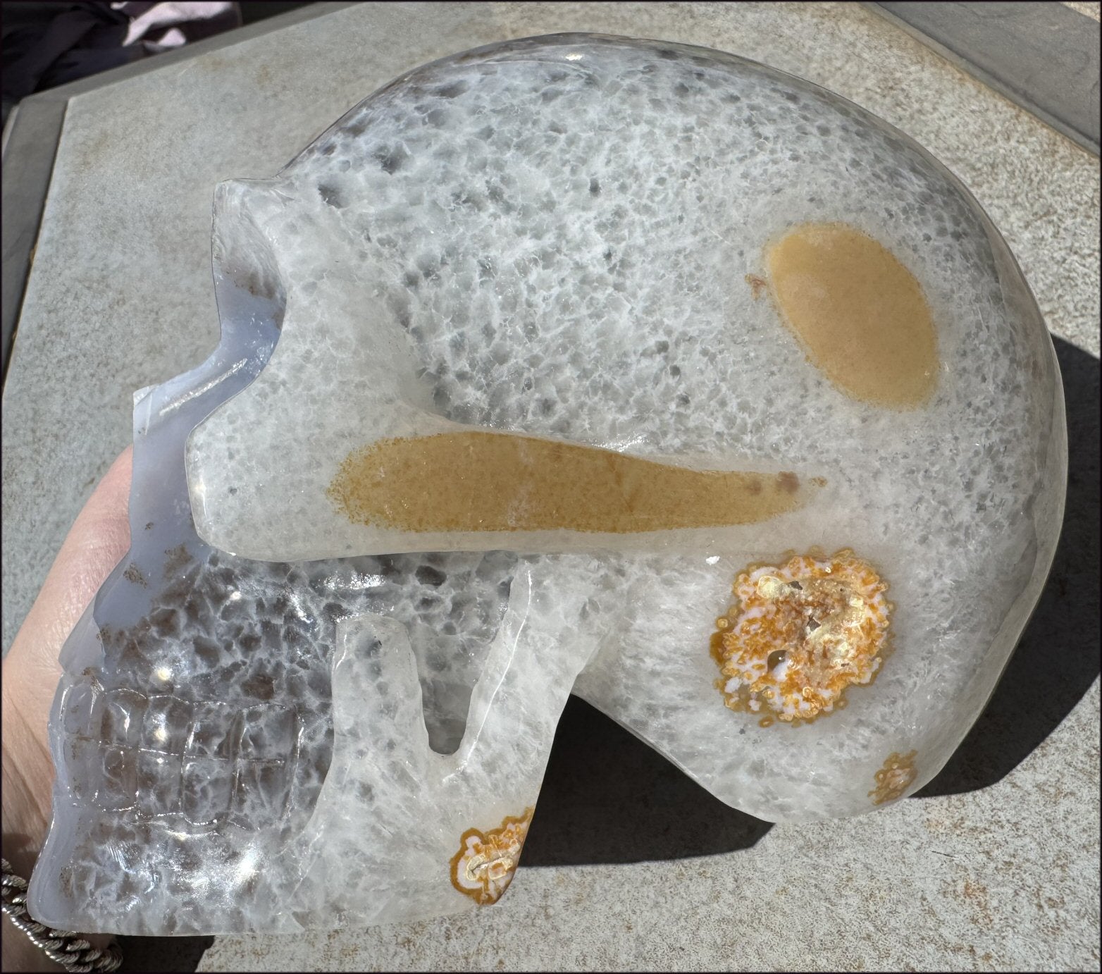 ~Super Sale~ LifeSize Agate GEODE Crystal Skull with Sparkly Druzy Lined Facial VUG!