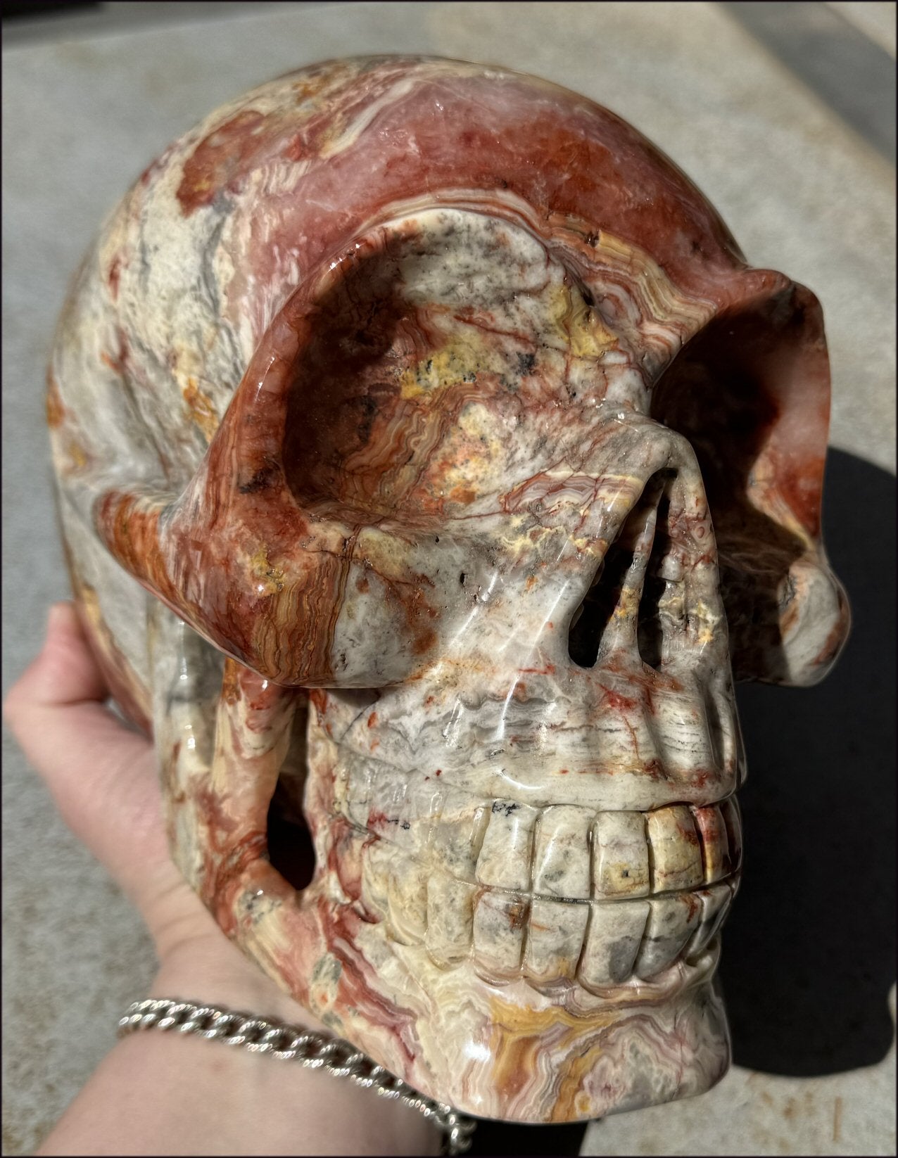 ~Super Sale~ LifeSize RED Crazy Lace Agate Crystal Skull - Laughter, Divination - 15lbs+