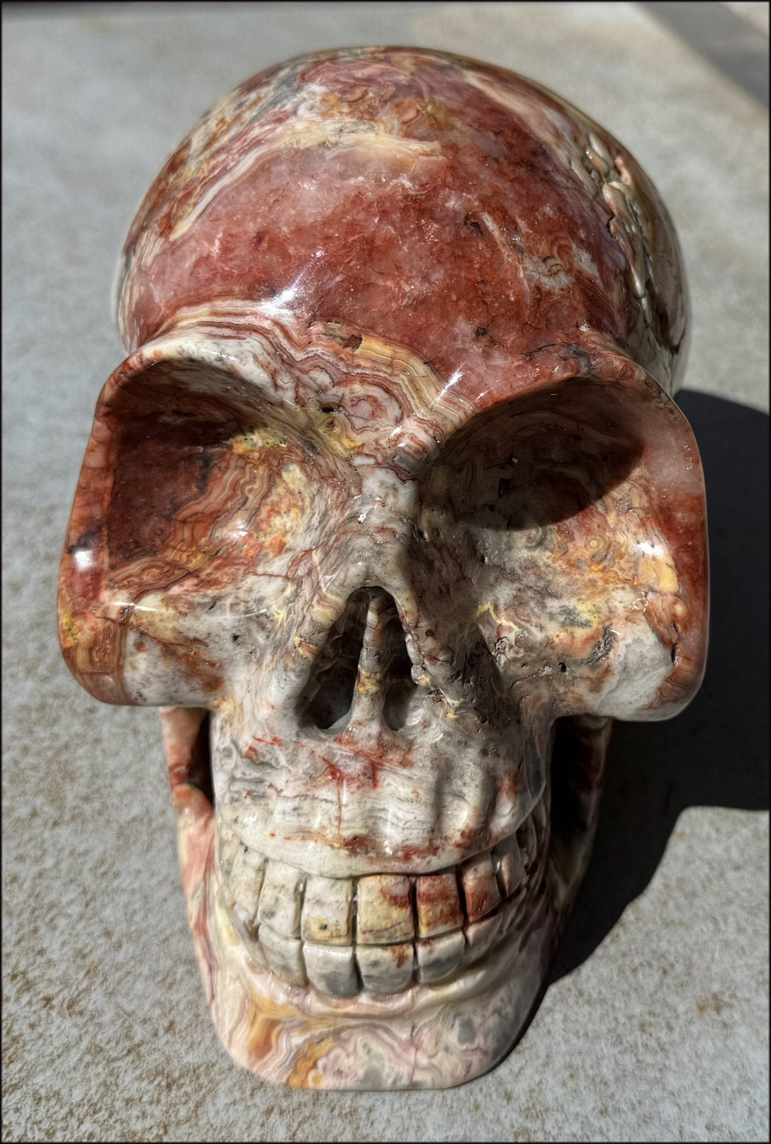 ~Super Sale~ LifeSize RED Crazy Lace Agate Crystal Skull - Laughter, Divination - 15lbs+