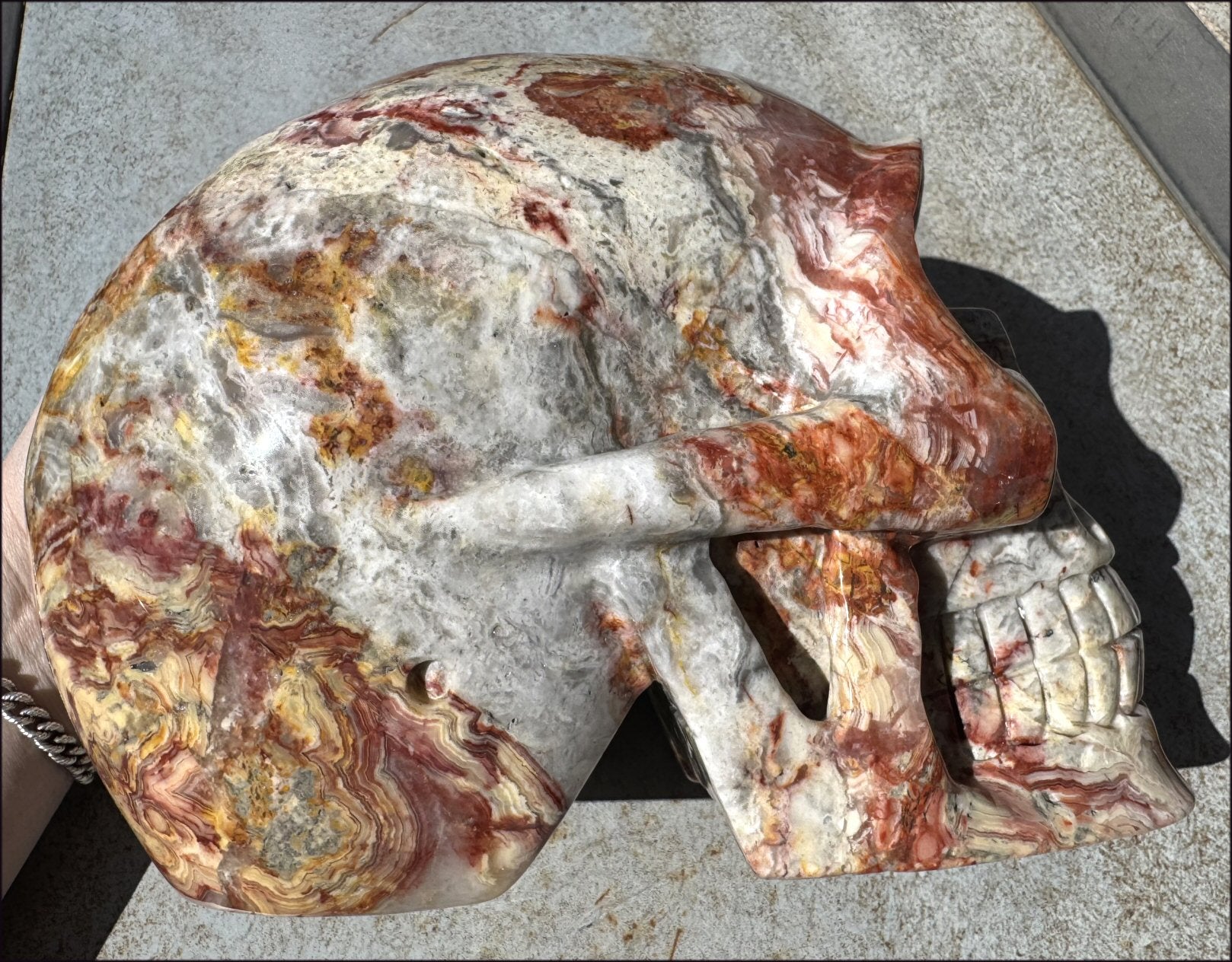 ~Super Sale~ LifeSize RED Crazy Lace Agate Crystal Skull - Laughter, Divination - 15lbs+