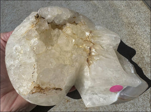 ~Super Sale~ LifeSize Plume Agate GEODE Crystal skull with STUNNING huge Vug, Hematite, Rainbows, Dendritic inclusions