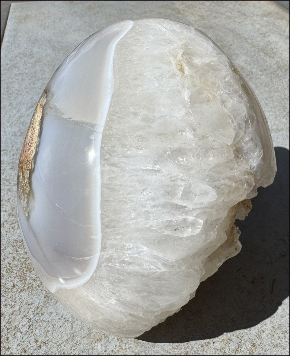 ~Super Sale~ LifeSize Plume Agate GEODE Crystal skull with STUNNING huge Vug, Hematite, Rainbows, Dendritic inclusions