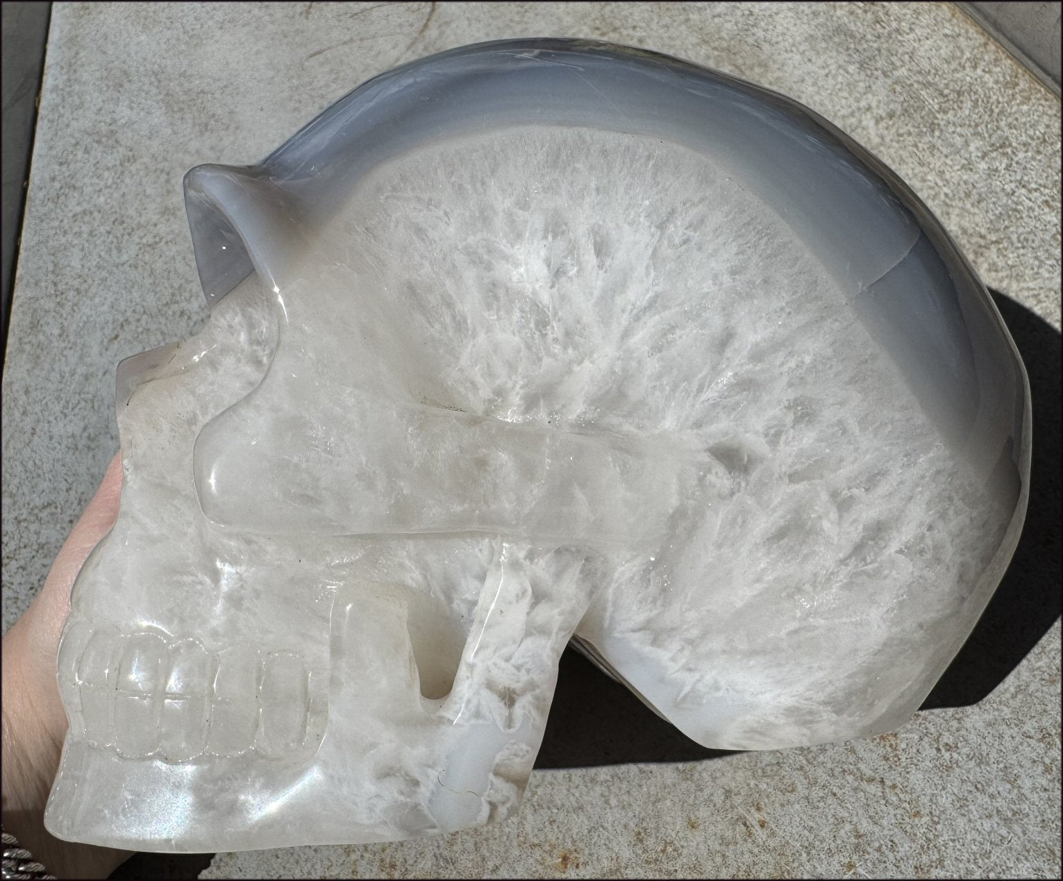 ~Super Sale~ LifeSize Agate GEODE Crystal Skull with Lovely "Floral" Matrix - 11lbs+