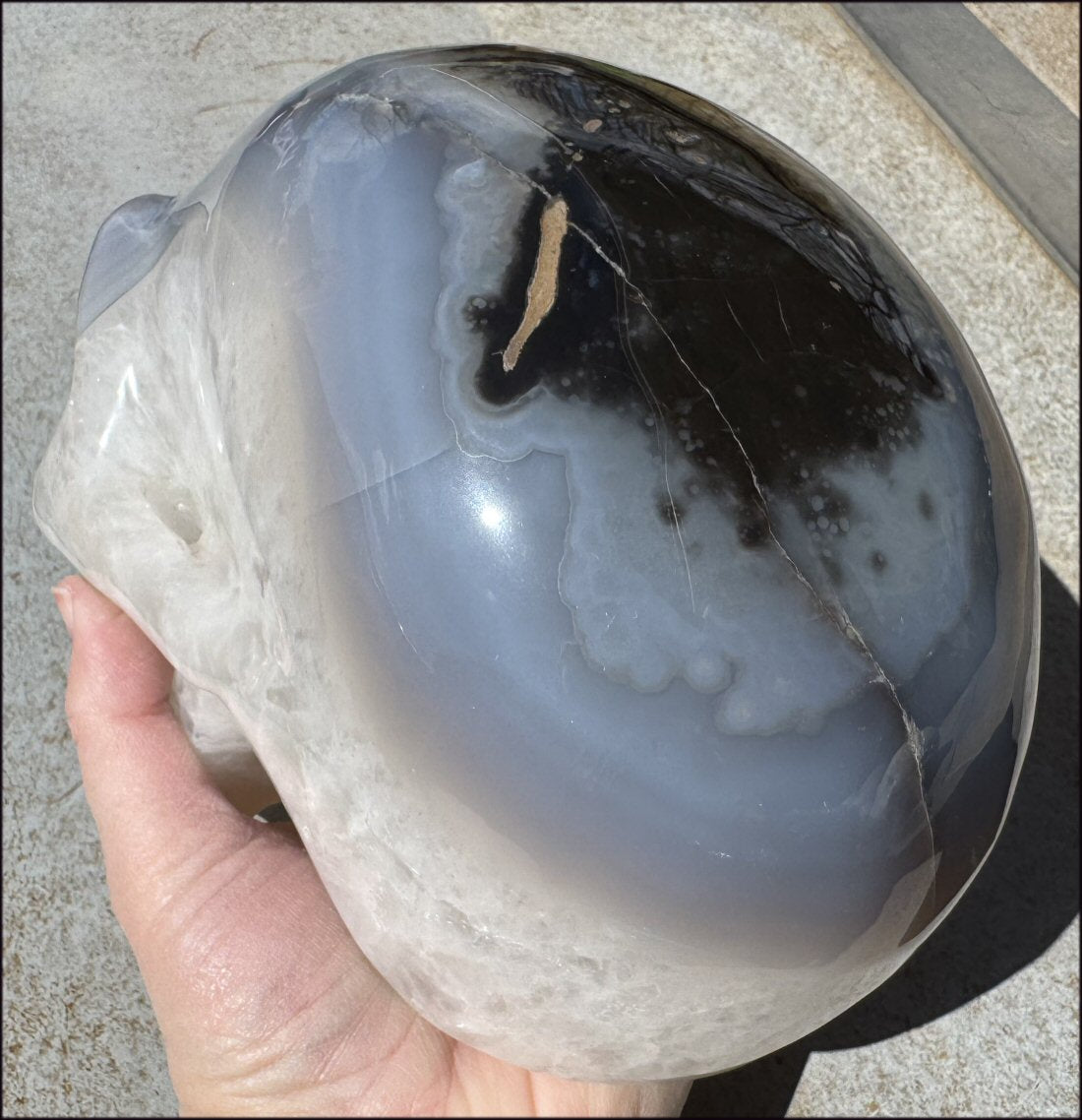 ~Super Sale~ LifeSize Agate GEODE Crystal Skull with Lovely "Floral" Matrix - 11lbs+