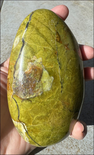 4.5" Madagascar GREEN OPAL Standing Stone with Weird VUGS! -