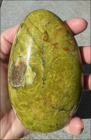 4.5" Madagascar GREEN OPAL Standing Stone with Weird VUGS! -