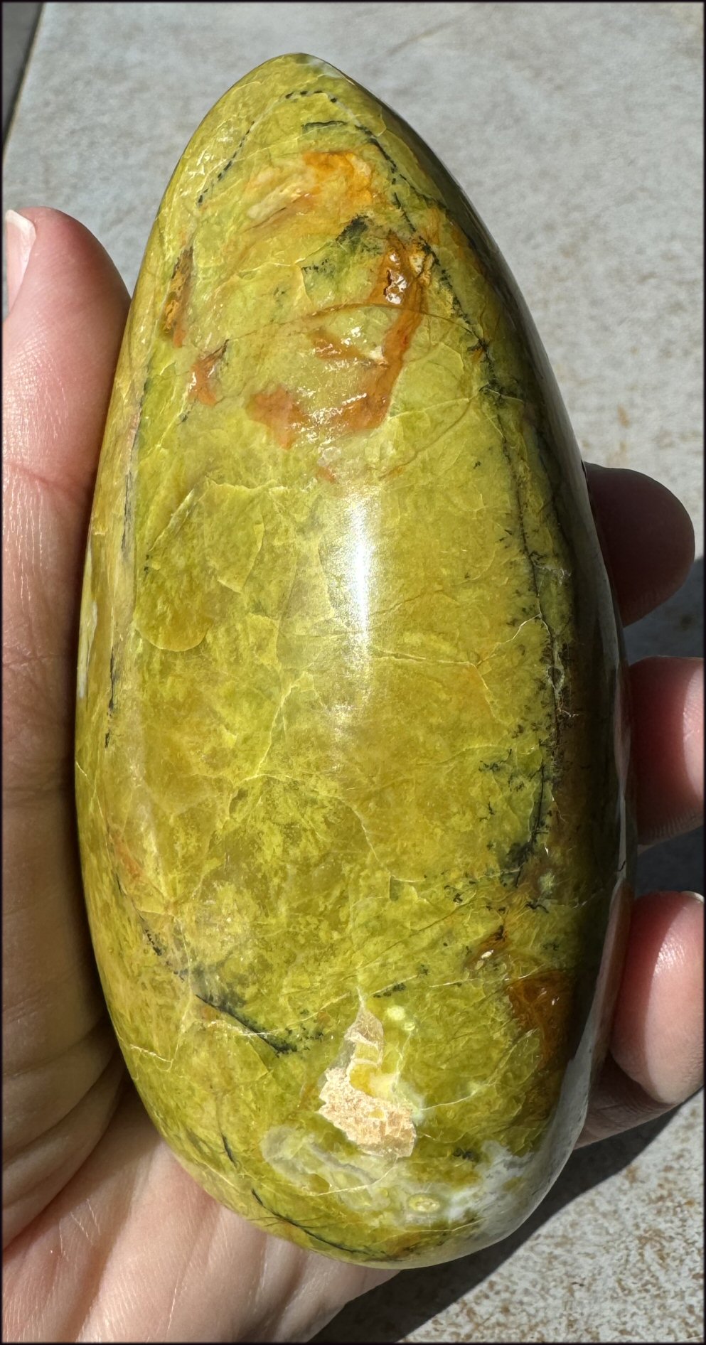 4.5" Madagascar GREEN OPAL Standing Stone with Weird VUGS! -