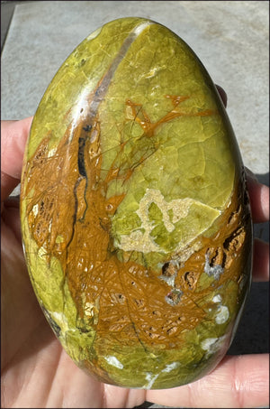 4.5" Madagascar GREEN OPAL Standing Stone with Weird VUGS! -