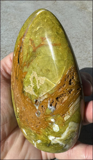 4.5" Madagascar GREEN OPAL Standing Stone with Weird VUGS! -